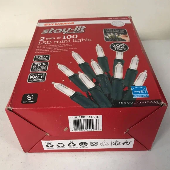 Sylvania Stay-Lit Platinum 2 Set of 100 LED Mini Lights Pure White - Picture 4 of 4